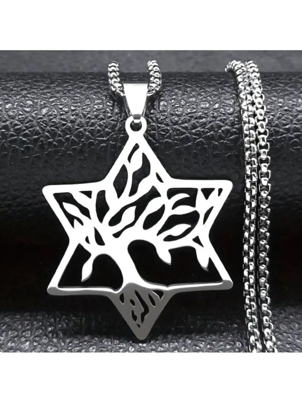 Pendant w/chain--Magen David inset stylized Tree of Life necklace